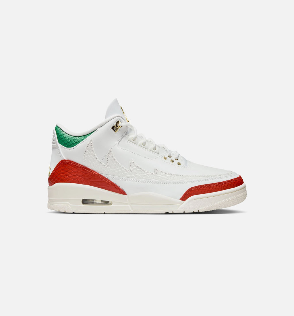 Air Jordan 3 Retro El Vuelo Men's Lifestyle Shoe – Summit White/Pine Green/Dragon Red/Metallic Gold