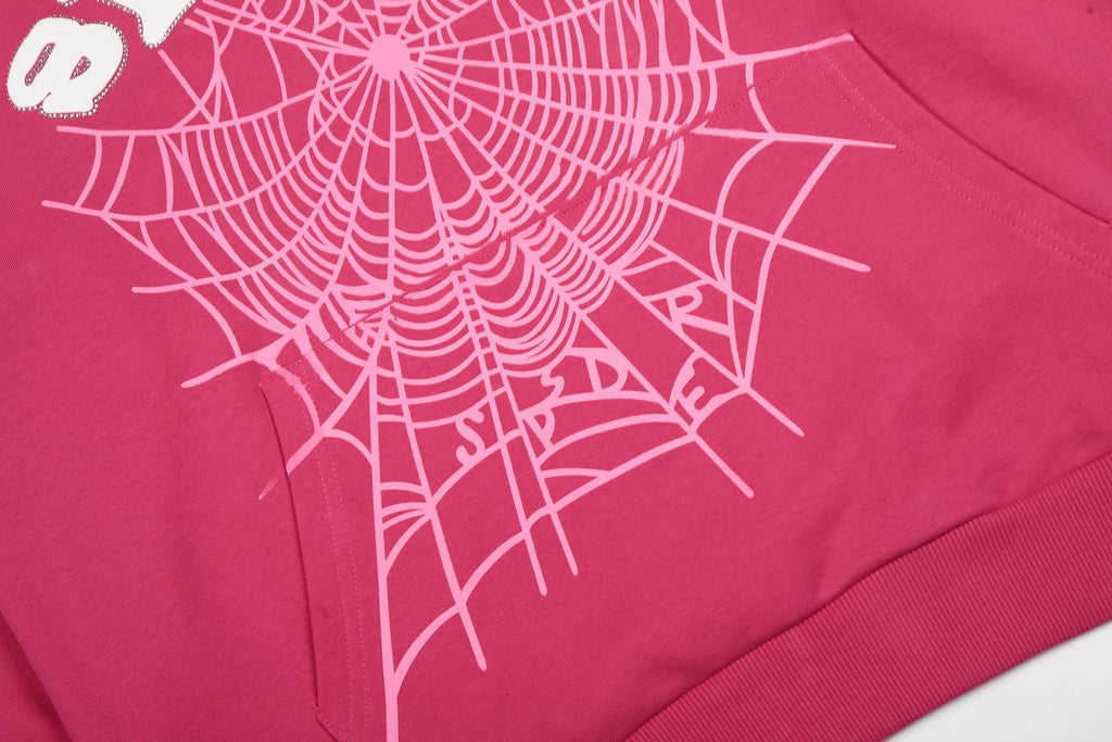 Sp5der Pink Spiderweb Graphic Hoodie