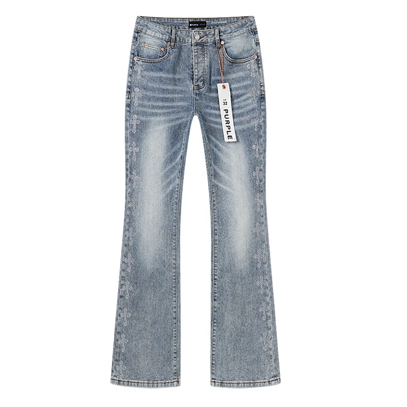 Purple Brand Light Blue Rhinestone Flared Jeans
