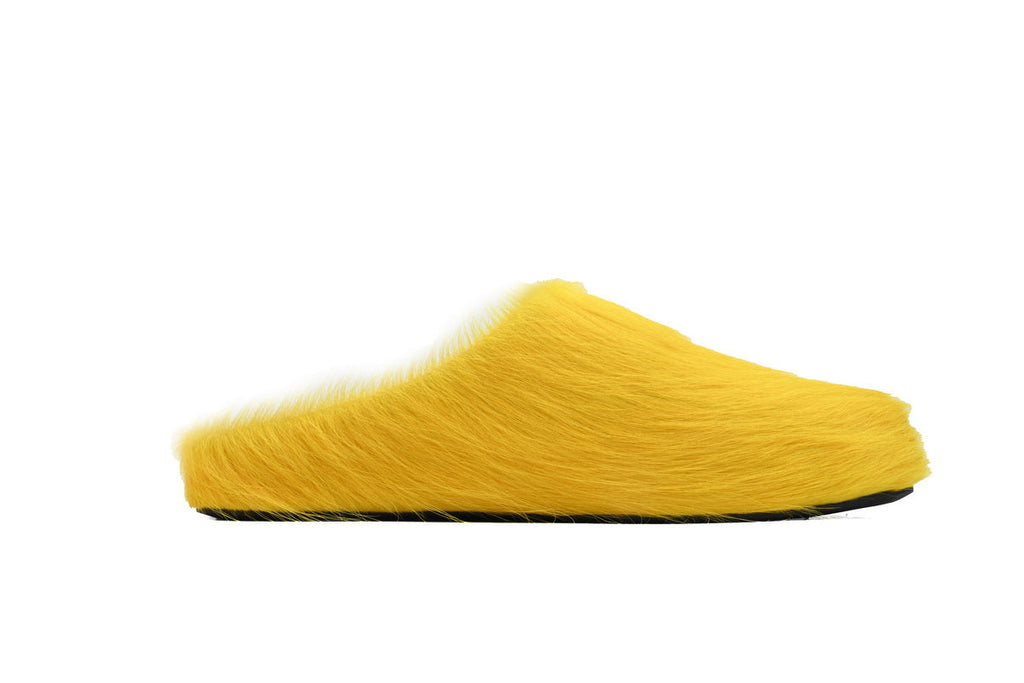 MARNI Long-Hair Calfskin Fussbett Sabot Yellow