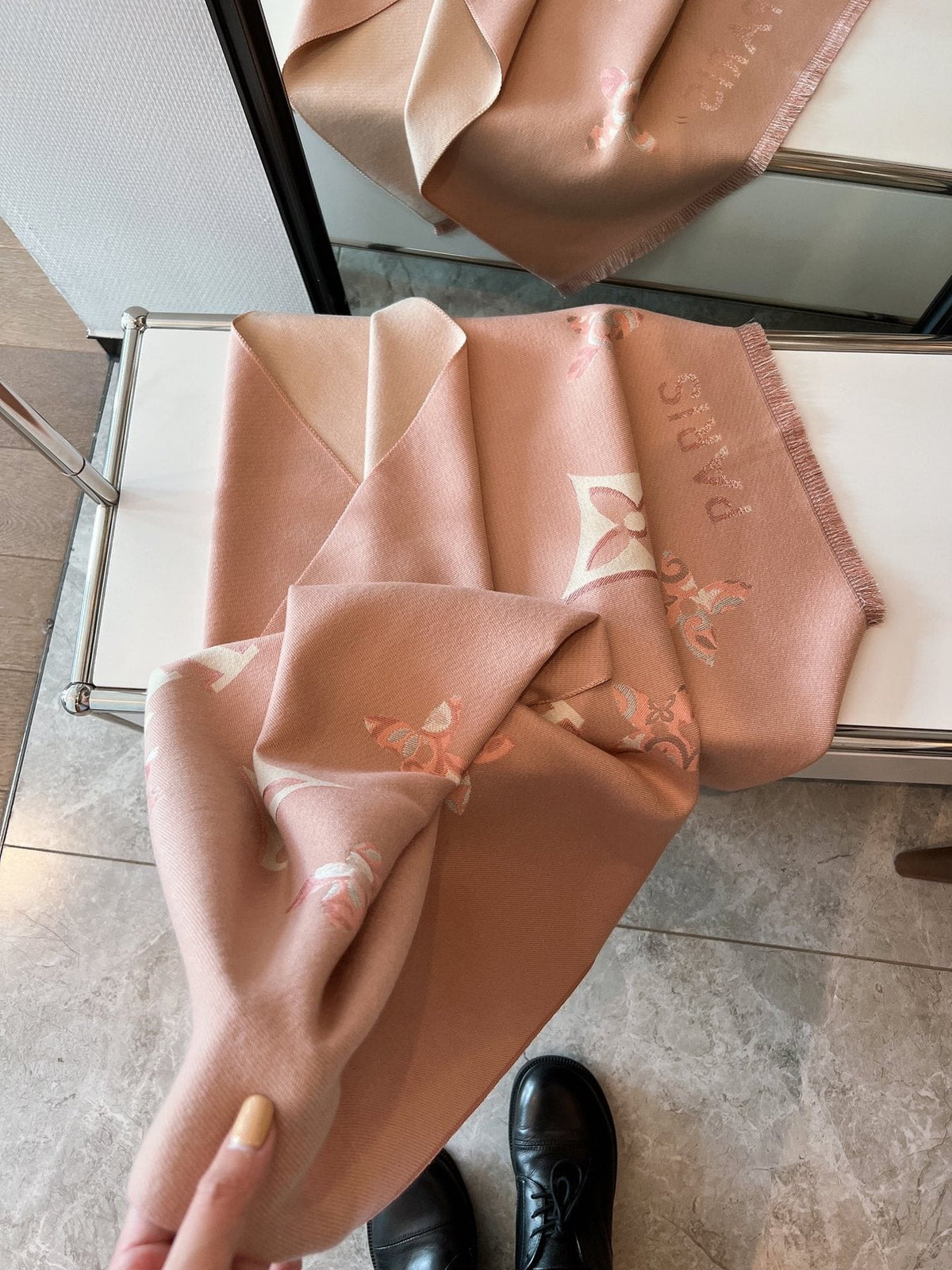 Louis Vuitton Patterned Fringed Shawl