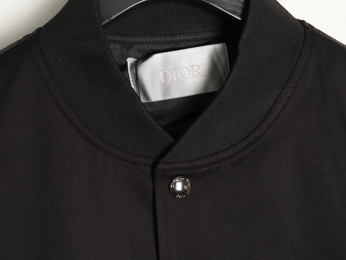 Dior Floral-Detail Back-Logo Varsity Jacket - Black